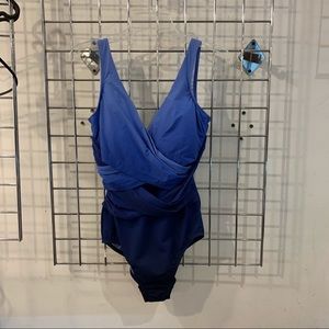 Lands’ End V-Neck Wrap Swimsuit